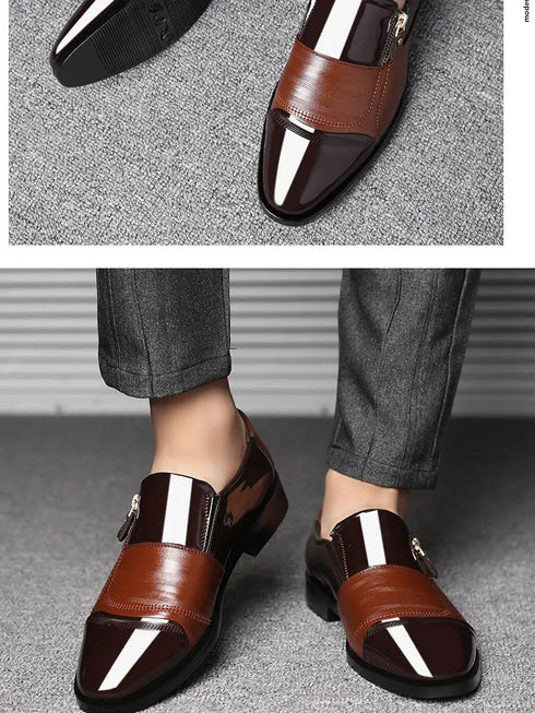Elegant Breathable Leather Oxfords for Men - Stylish Formal Dress Shoes Perfect for Office, Parties, and Weddings with Comfortable Rubber Outsole and Lace-up Closure
